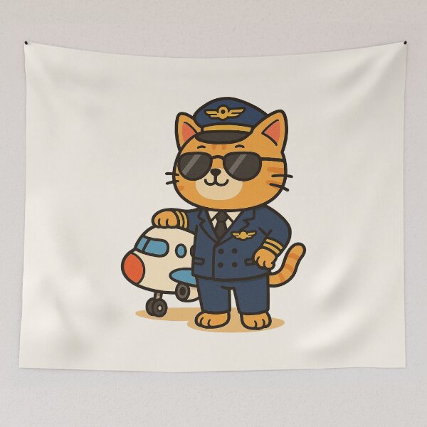 Item preview, Cute Pilot Cat – Funny Aviation Cartoon Design designed and sold by HoopeStylee.