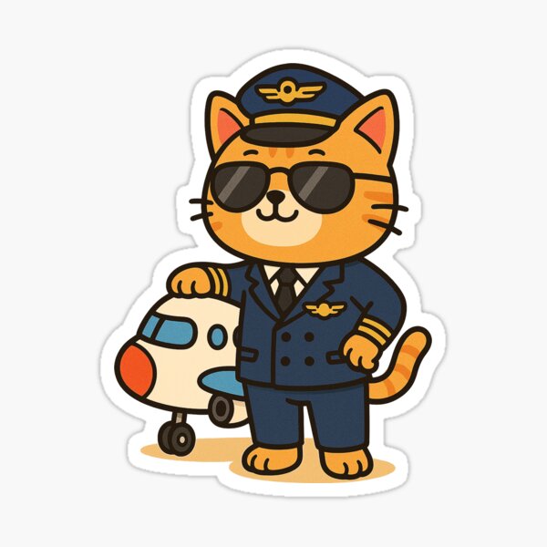 Item preview, Cute Pilot Cat – Funny Aviation Cartoon Design designed and sold by HoopeStylee.