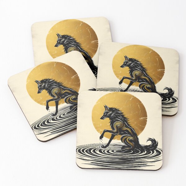 Item preview, Gold Charcoal Jackal on Water, Ai Generated Art  designed and sold by ACC .