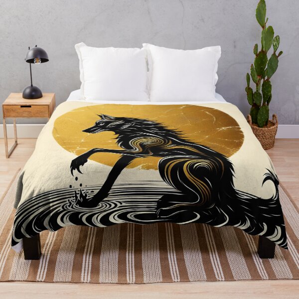 Item preview, Gold Charcoal Jackal on Water, Ai Generated Art designed and sold by ACC .