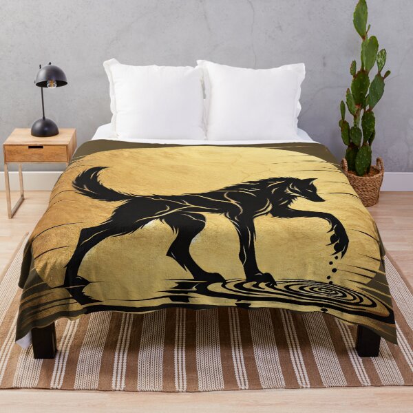 Item preview, Gold Charcoal Wolf on Water, Ai Generated Art  designed and sold by ACC .