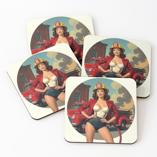 Item preview, "Hot to Handle" — Retro Firefighter Pinup Girl designed and sold by Lightning-Lace.