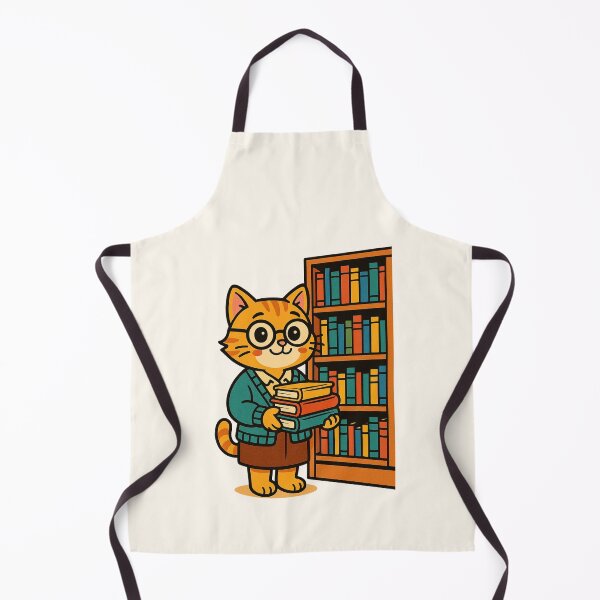 Item preview, Cute Librarian Cat – Funny Book Lover Cartoon Design designed and sold by HoopeStylee.