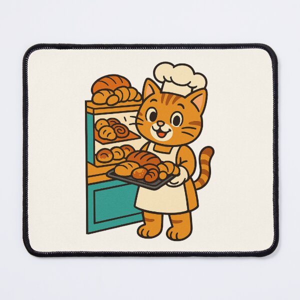 Item preview, Cute Baker Cat – Funny Bread & Pastry Cartoon Design designed and sold by HoopeStylee.