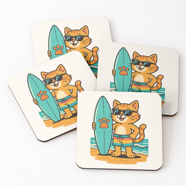 Item preview, Cute Surfer Cat – Funny Beach Cartoon Design designed and sold by HoopeStylee.