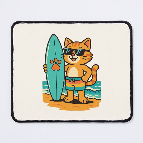 Item preview, Cute Surfer Cat – Funny Beach Cartoon Design designed and sold by HoopeStylee.