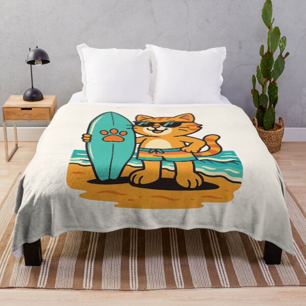 Item preview, Cute Surfer Cat – Funny Beach Cartoon Design designed and sold by HoopeStylee.