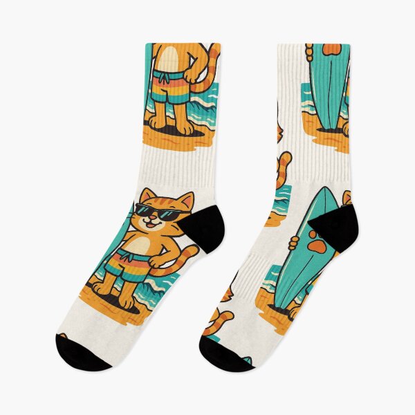 Item preview, Cute Surfer Cat – Funny Beach Cartoon Design designed and sold by HoopeStylee.