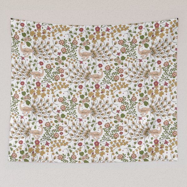 Item preview, Peacock Farmhouse Country Cottage Core Florals designed and sold by VintageStyle.