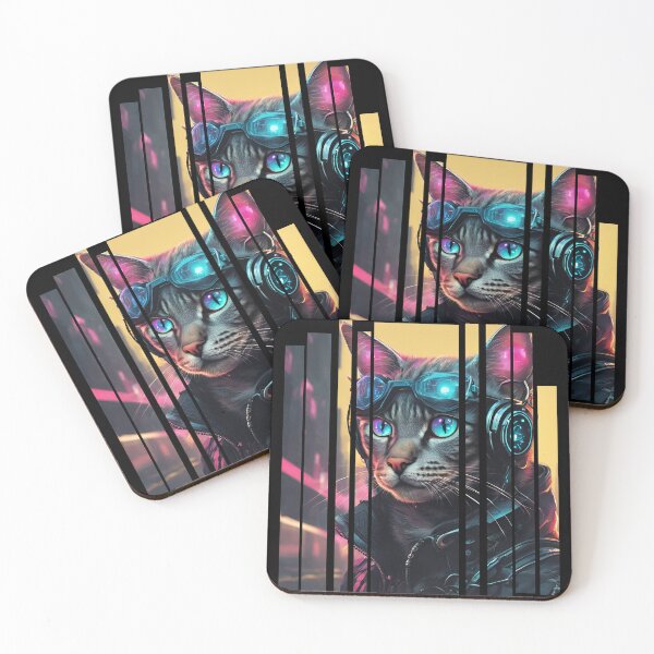 Item preview, Cyber cat whit neon glasses 4 designed and sold by Neon G.