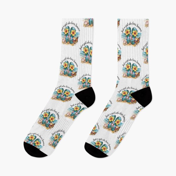 Item preview, Just a Girl Who Loves Summer – Tropical Flip-Flops, Hibiscus Flowers & Beach Vibes designed and sold by GemBob Creations.