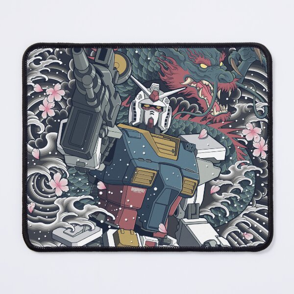 Item preview, Gundam con dragón japonés azul y arte de tatuaje de Sakura designed and sold by Snapnfit.