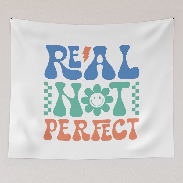 Item preview, Real Not Perfect – Self Love and Authenticity Quote designed and sold by artcultreone.
