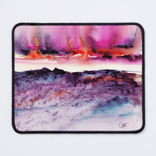 Item preview, Imagination Rising Pink, abstract landscape abstract watercolor landscape designed and sold by CatandColours.