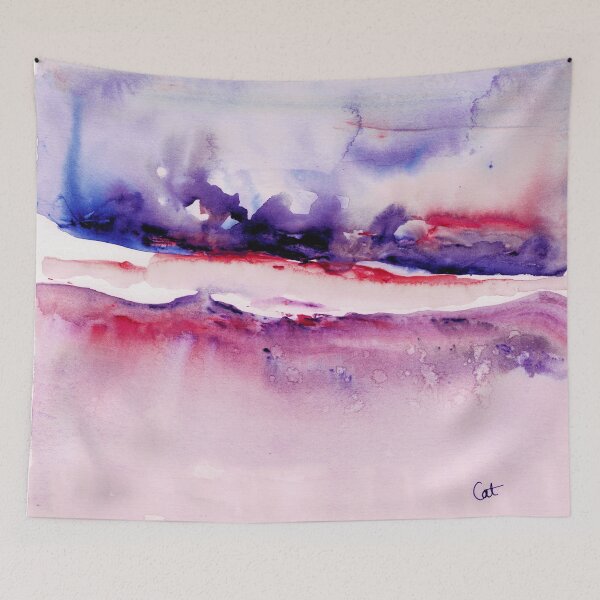 Item preview, Musing Pink, abstract landscape abstract landscape watercolor designed and sold by CatandColours.
