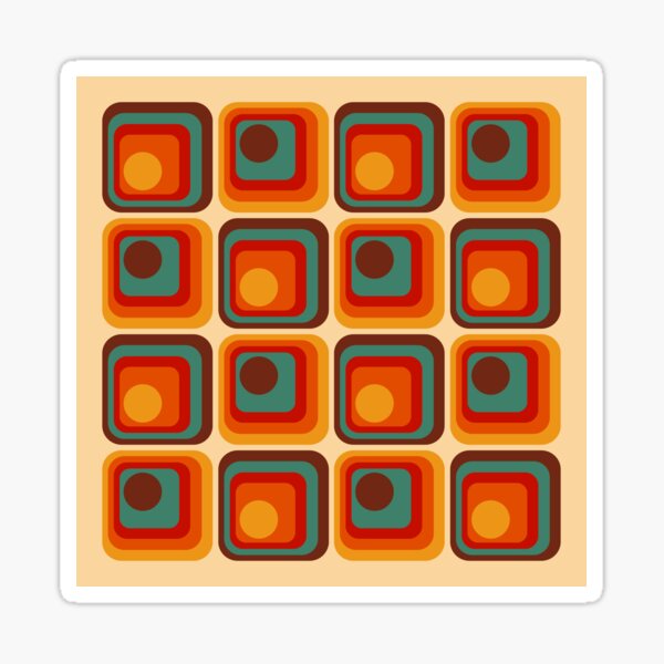 Item preview, Retro Geometric Gradient Square and Circle Pattern 221 designed and sold by tonymagnerart.