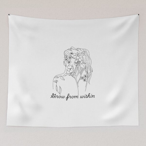 Item preview, Grow From Within Floral Line Art Self-Growth Design designed and sold by FeminineFlex.