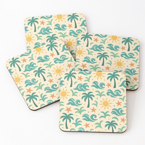 Item preview, Seamless Tropical Vacation Pattern – Palms, Suns & Waves designed and sold by BloomOfDesign.