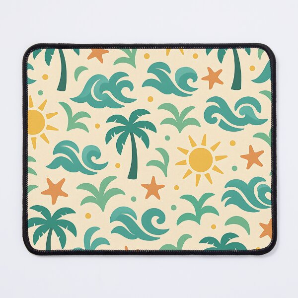 Item preview, Seamless Tropical Vacation Pattern – Palms, Suns & Waves designed and sold by BloomOfDesign.