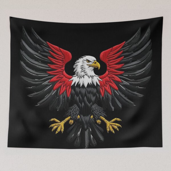 Item preview, Majestic Bald Eagle with Black Red and Gold Wings German Flag Colors Patriotic Strength and Freedom Artwork designed and sold by ArtDesignTp.