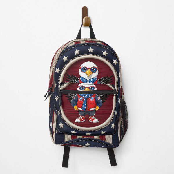 Item preview, Cool American Bald Eagle Wearing Stars and Stripes Jacket with Sunglasses Inside Patriotic Circular Star Frame Cartoon Artwork designed and sold by ArtDesignTp.