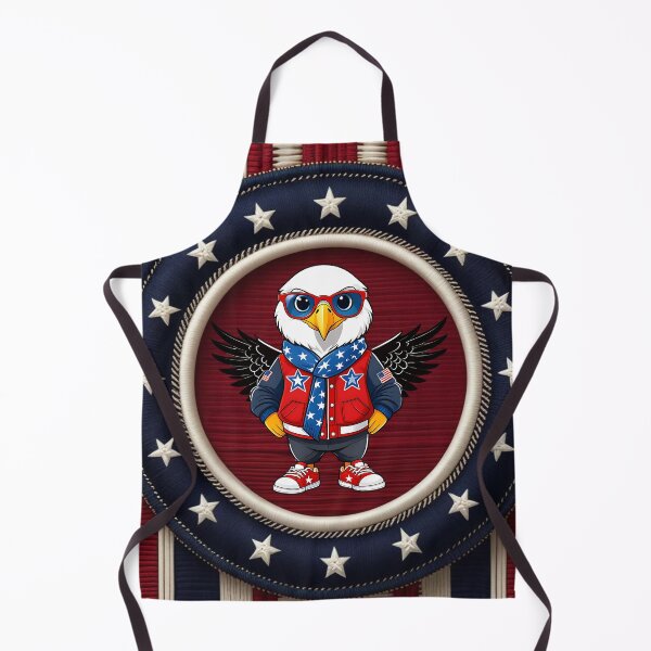 Item preview, Cool American Bald Eagle Wearing Stars and Stripes Jacket with Sunglasses Inside Patriotic Circular Star Frame Cartoon Artwork designed and sold by ArtDesignTp.