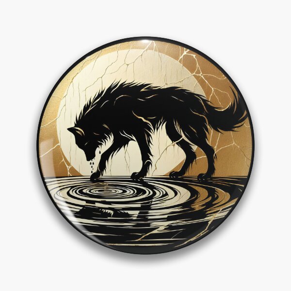 Item preview, Gold Charcoal Wolf on Water, Ai Generated Art  designed and sold by ACC .