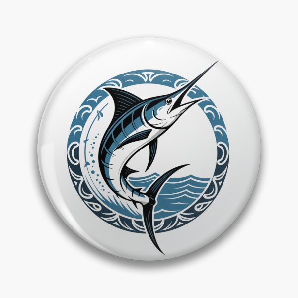 Item preview, Marlin Tribal Wave – Blue Marlin with Tribal Design and Ocean Waves designed and sold by FusiTink.