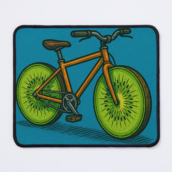 Item preview, Kiwi-Wheeled Bicycle – Whimsical Fruit-Themed Illustration designed and sold by Pagros.