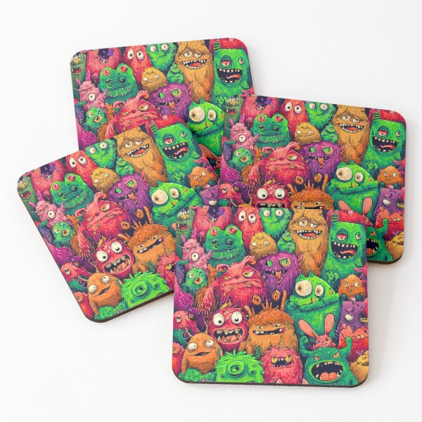 Item preview, Playful Cartoon Monsters in a Packed Pattern Design designed and sold by bAIryBarn.