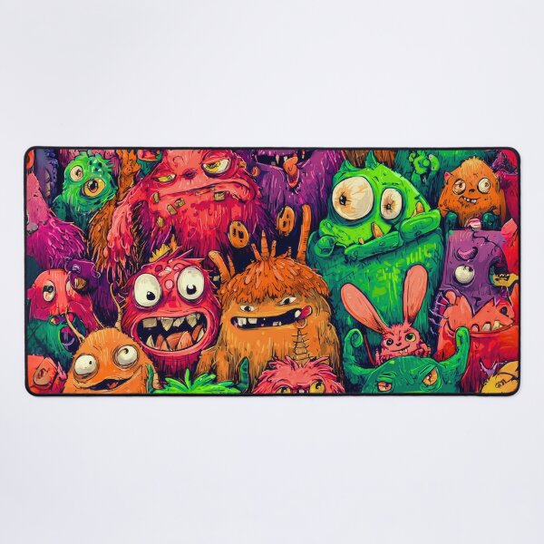 Item preview, Playful Cartoon Monsters in a Packed Pattern Design designed and sold by bAIryBarn.