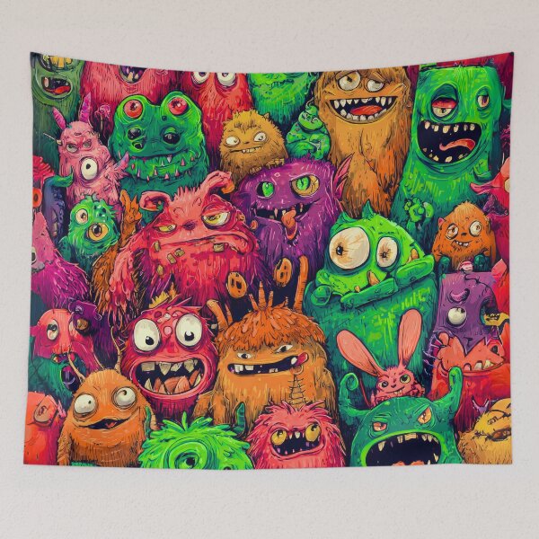 Artikelvorschau, Verspielte Cartoon-Monster in einem dichten Musterdesign entworfen und verkauft von bAIryBarn.