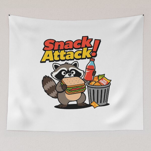Item preview, Snack Attack – Funny Hungry Raccoon Cartoon T-Shirt for Food Lovers designed and sold by Uglyandcute.