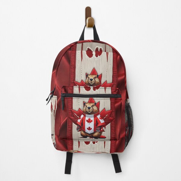 Item preview, Cool Canadian Beaver Wearing Red Maple Leaf Sweater Standing Proudly Patriotic Canada Wildlife Artwork designed and sold by ArtDesignTp.