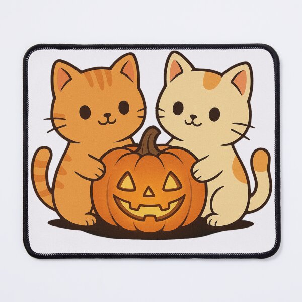 Item preview, Cute Halloween Cat T-Shirt – Two Kawaii Cats Holding Glowing Pumpkin | Spooky Cute Black Tee for Cat Lovers & Halloween Fans designed and sold by kenavoArts.