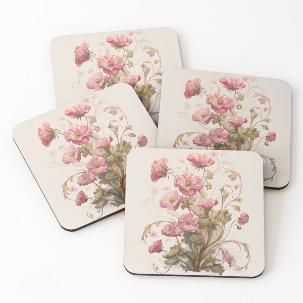 Artikelvorschau, Jugendstil-Ranken mit rosa Blumen entworfen und verkauft von PurpleAdventure.