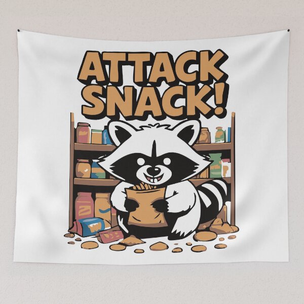 Artikelvorschau, Attack Snack – Schelmischer Waschbär, lustiges Cartoon-T-Shirt entworfen und verkauft von Uglyandcute.