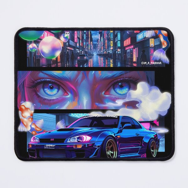 Item preview, Neon JDM Car Street Scene with Anime Eyes & Koi Fish designed and sold by Eminent Pup Customs .