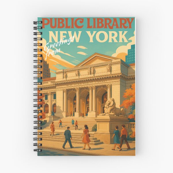 Artikelvorschau, Greetings from NEW YORK CITY - PUBLIC LIBRARY - Retro Vintage Design entworfen und verkauft von Earth Celebration Designs.