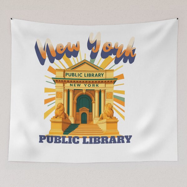 Artikelvorschau, Greetings from NEW YORK CITY - PUBLIC LIBRARY - Retro Vintage Design entworfen und verkauft von Earth Celebration Designs.