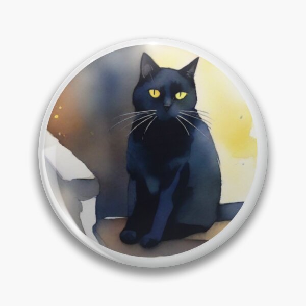 Item preview, Gato Negro Sentado Mirando | Acuarela Digital | Black Cat Sitting and Watching designed and sold by ElBotiquindeBru.
