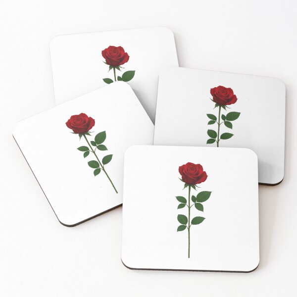 Item preview, red rose with stem and leaves designed and sold by Amser77.
