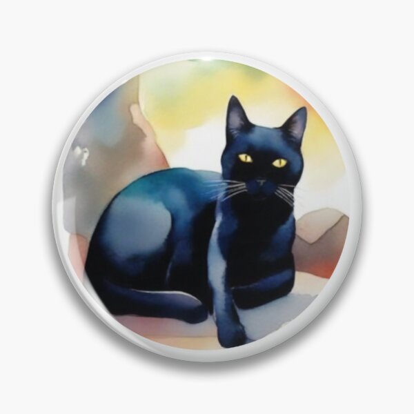 Item preview, Gato Negro Sereno | Acuarela Digital | Serene Black Cat designed and sold by ElBotiquindeBru.