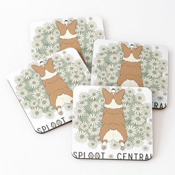 Item preview, Corgi Sploot Pose with Daisy Bed Illustration designed and sold by zoughlal.