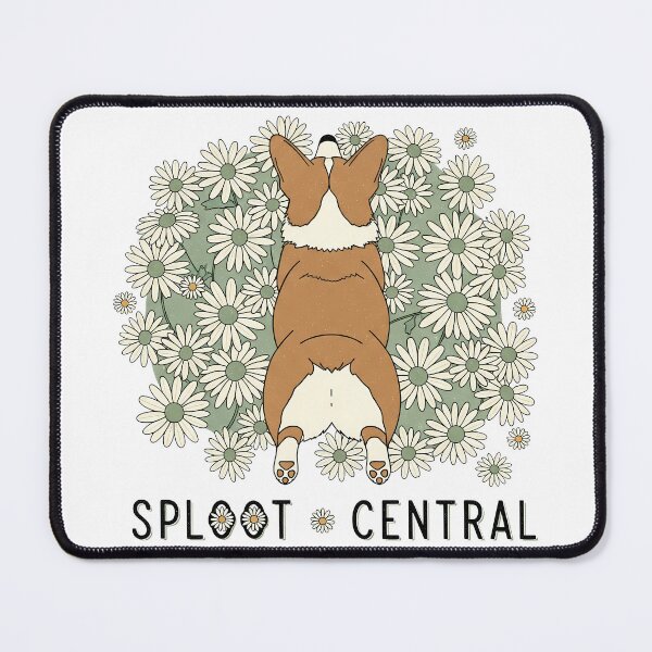 Item preview, Corgi Sploot Pose with Daisy Bed Illustration designed and sold by zoughlal.