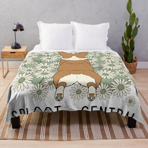 Item preview, Corgi Sploot Pose with Daisy Bed Illustration designed and sold by zoughlal.