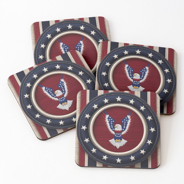 Item preview, Majestic Bald Eagle with Stars and Stripes Wings American Flag Colors Patriotic Freedom and Strength Artwork designed and sold by ArtDesignTp.