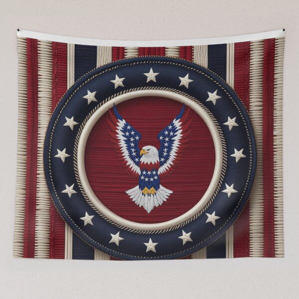Item preview, Majestic Bald Eagle with Stars and Stripes Wings American Flag Colors Patriotic Freedom and Strength Artwork designed and sold by ArtDesignTp.