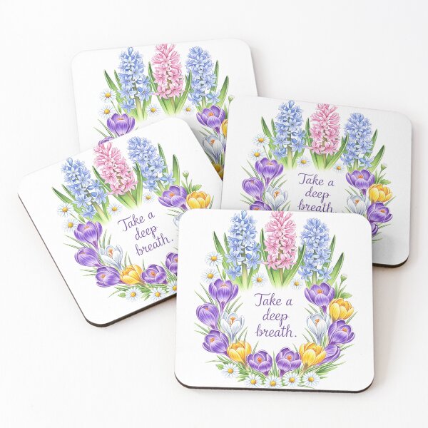 Item preview, Spring Flowers Colored Pencil Illustration with “Take a Deep Breath” Quote designed and sold by LOVE ART DESIGNS .