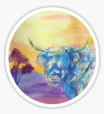 Highland Cow Watercolour Painting Sticker